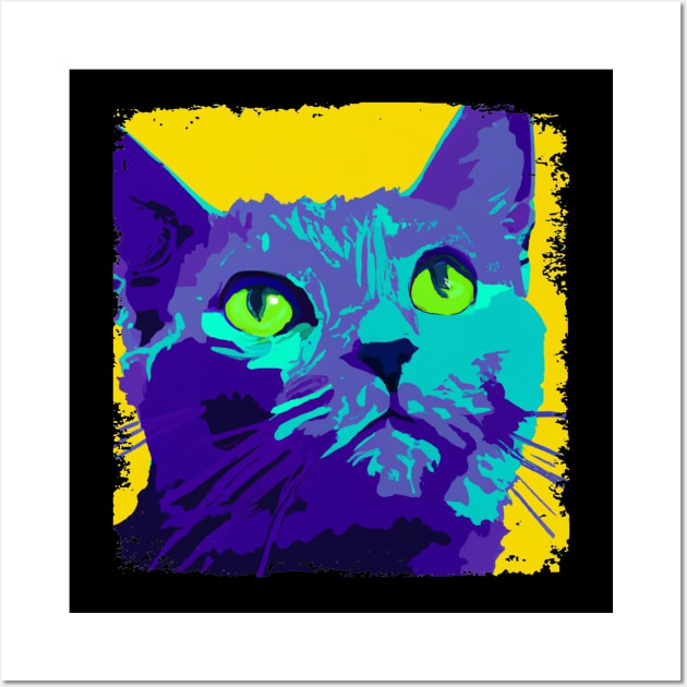 Russian Blue Pop Art - Cat Lover Gift Wall Art by PawPopArt